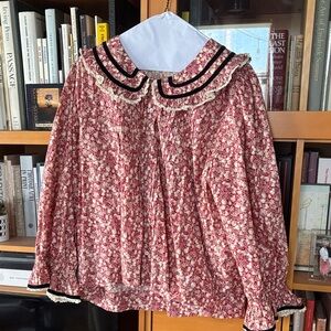 Doen Scarlet Floral Blouse with Ebony Accents
